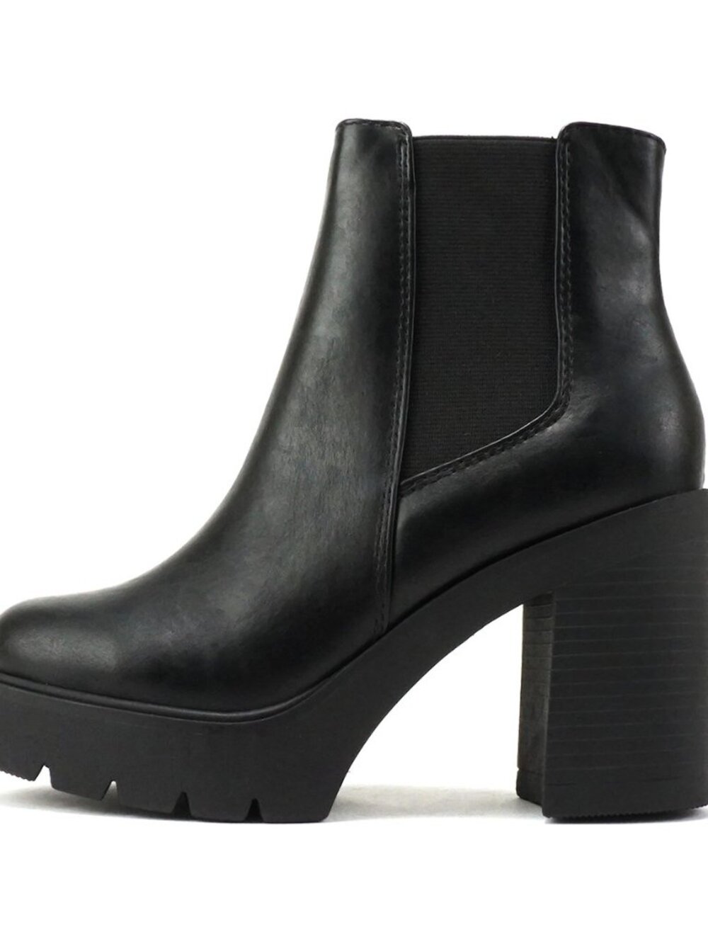 EDITOR ~ Women Lug Sole High Heel Chelsea Fashion Ankle Boot w/Double Elastic
